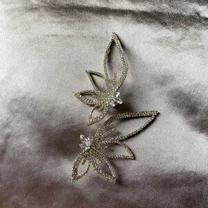 shein Silver and grey rhinestone earrings